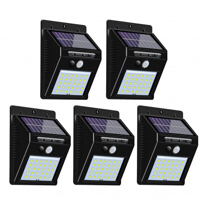 Set 5 lampi solare de perete cu 30 LED si senzor de miscare